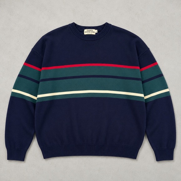 Cambria Country Store Other - Vintage 90s Cambria Navy Blue Striped Crewneck Knit Sweater Pullover USA made